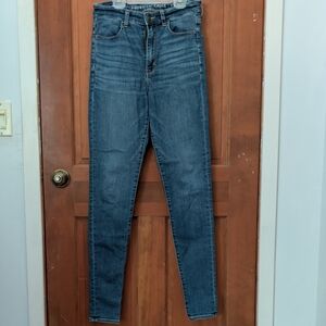 X-long American eagle Women's Skinny Jeans in Denim Blue